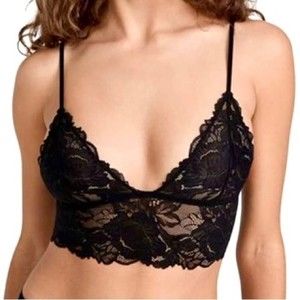 NEW Free People Everyday Lace Longline Bralette in Black Combo Size M